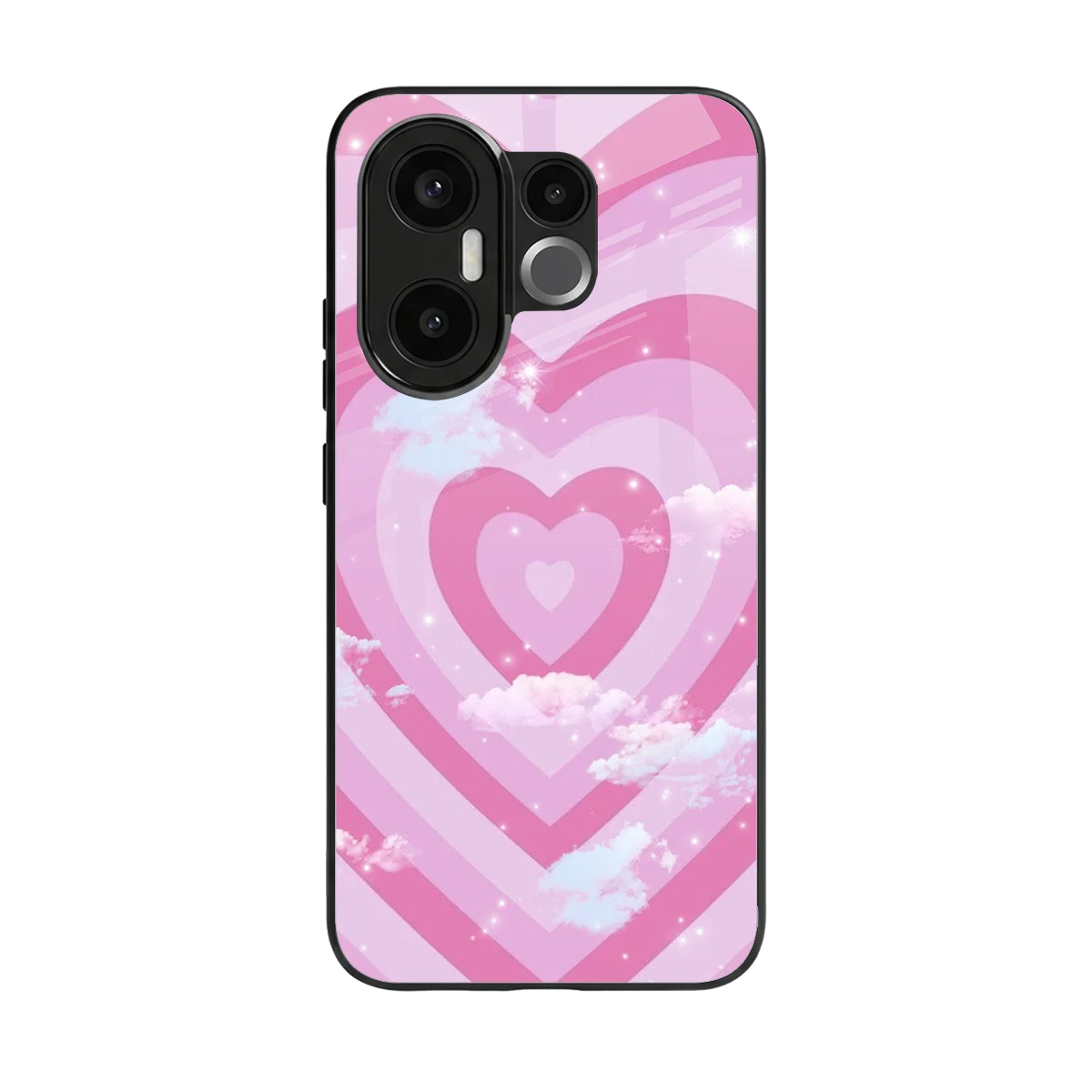 Hearts X Clouds back phone cover | glass case for vivo x200 fe