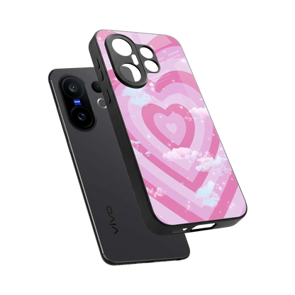 Hearts X Clouds sleek vivo x200 fe cover with tempered glass back and TPU edges