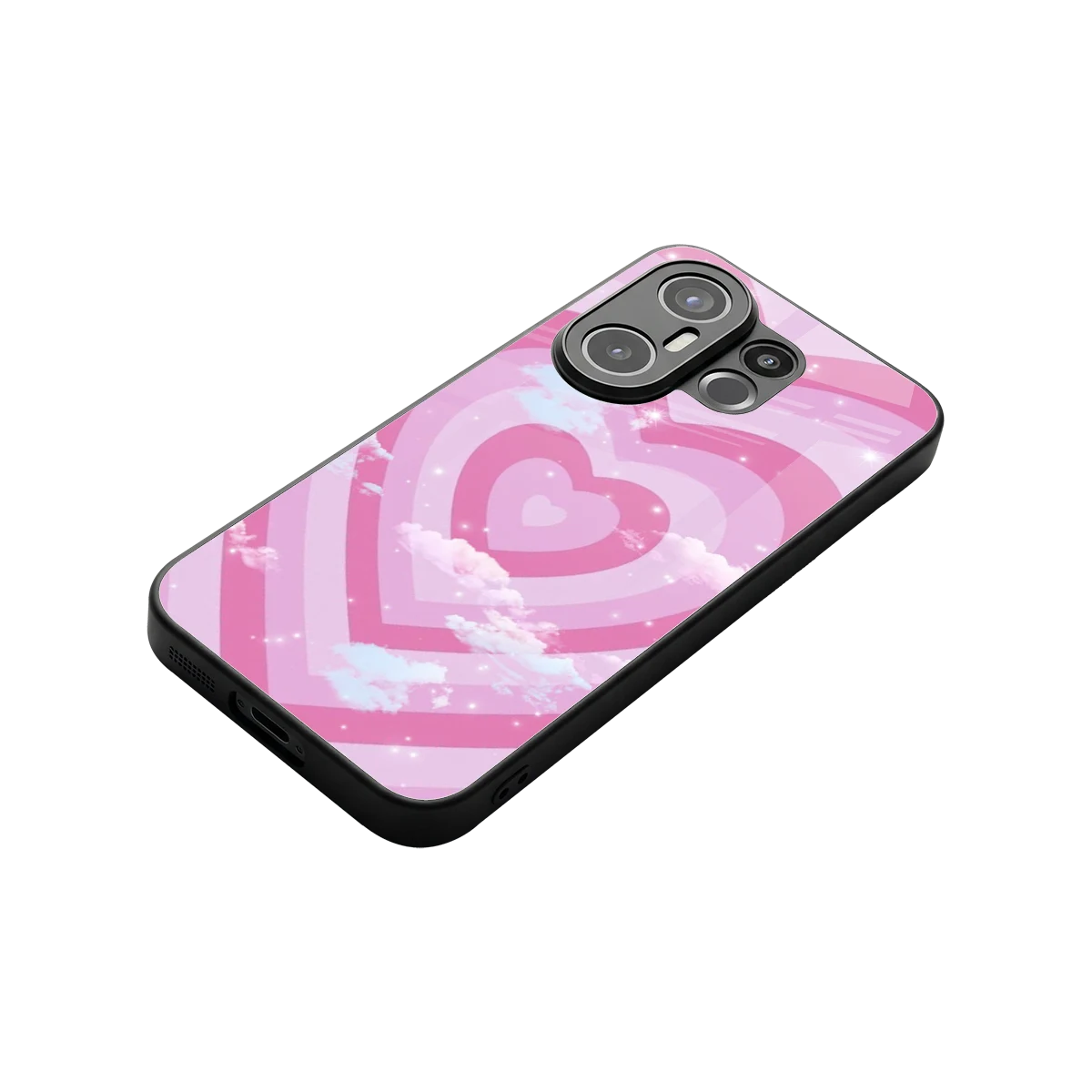 Hearts X Clouds stylish phone case for vivo x200 fe | glossy glass and slim fit