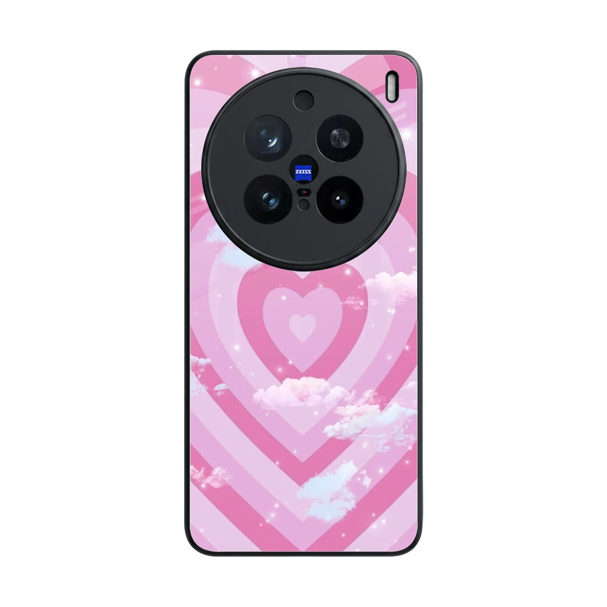 Hearts X Clouds back phone cover | glass case for vivo x200 pro