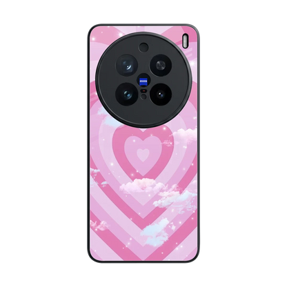 Hearts X Clouds back phone cover | glass case for vivo x200 pro