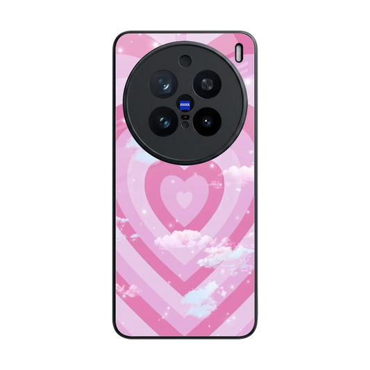 Hearts X Clouds back phone cover | glass case for vivo x200 pro