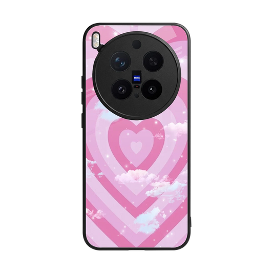 Hearts X Clouds back phone cover | glass case for vivo x300 pro