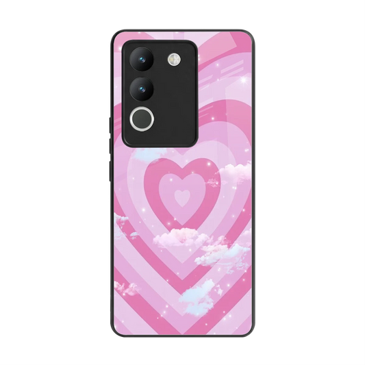 Hearts X Clouds back phone cover | glass case for vivo y200 5g