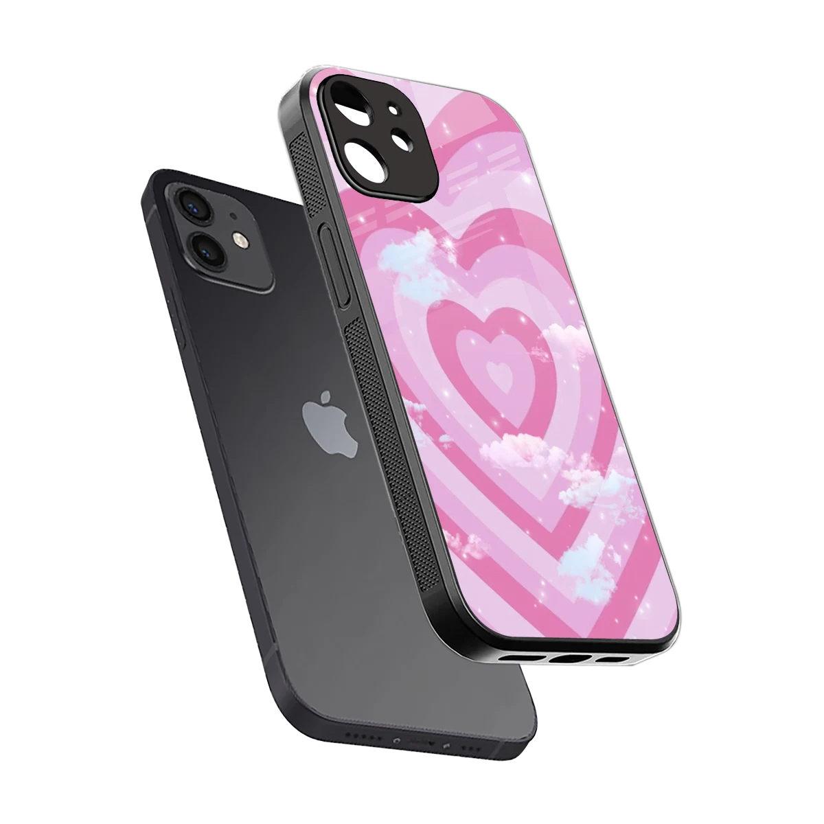 Hearts X Clouds sleek iphone 11 cover with tempered glass back and TPU edges