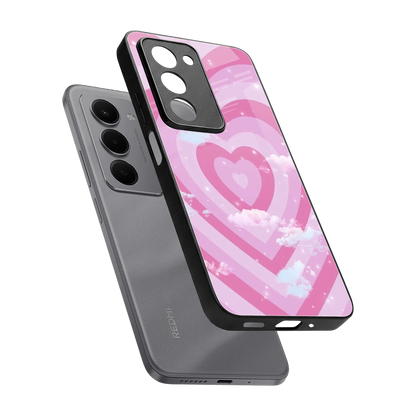 Hearts X Clouds sleek redmi 15 5g cover with tempered glass back and TPU edges