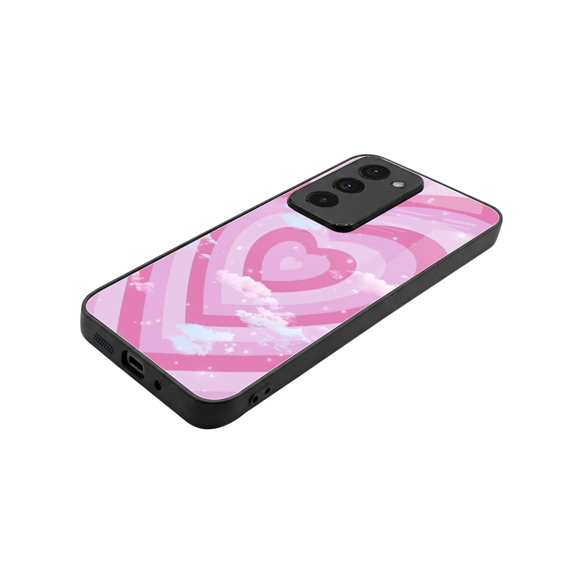 Hearts X Clouds stylish phone case for redmi 15 5g | glossy glass and slim fit