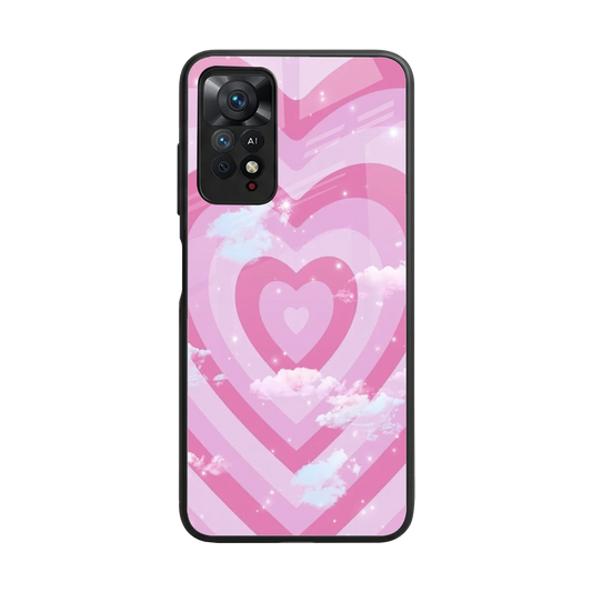 Hearts X Clouds back phone cover | glass case for redmi note 11 pro