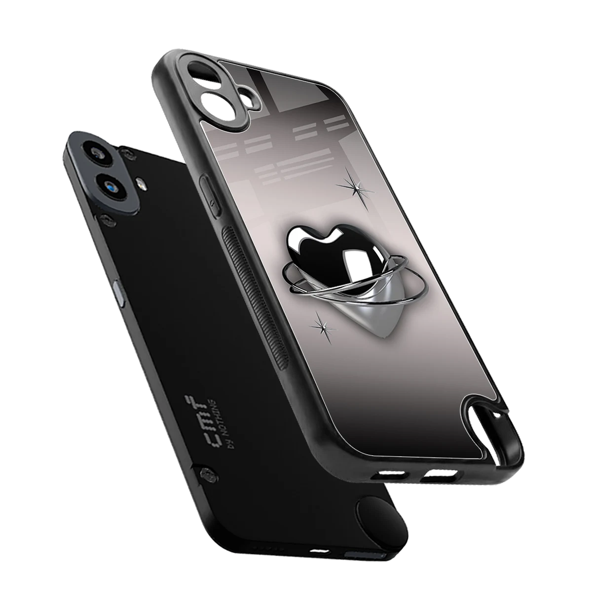 Holo Heart sleek cmf nothing phone 1 cover with tempered glass back and TPU edges