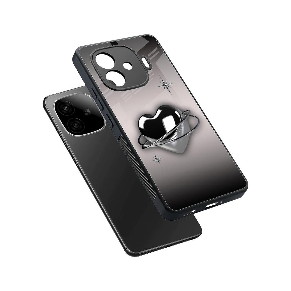 Holo Heart sleek iqoo neo 10r 5g cover with tempered glass back and TPU edges