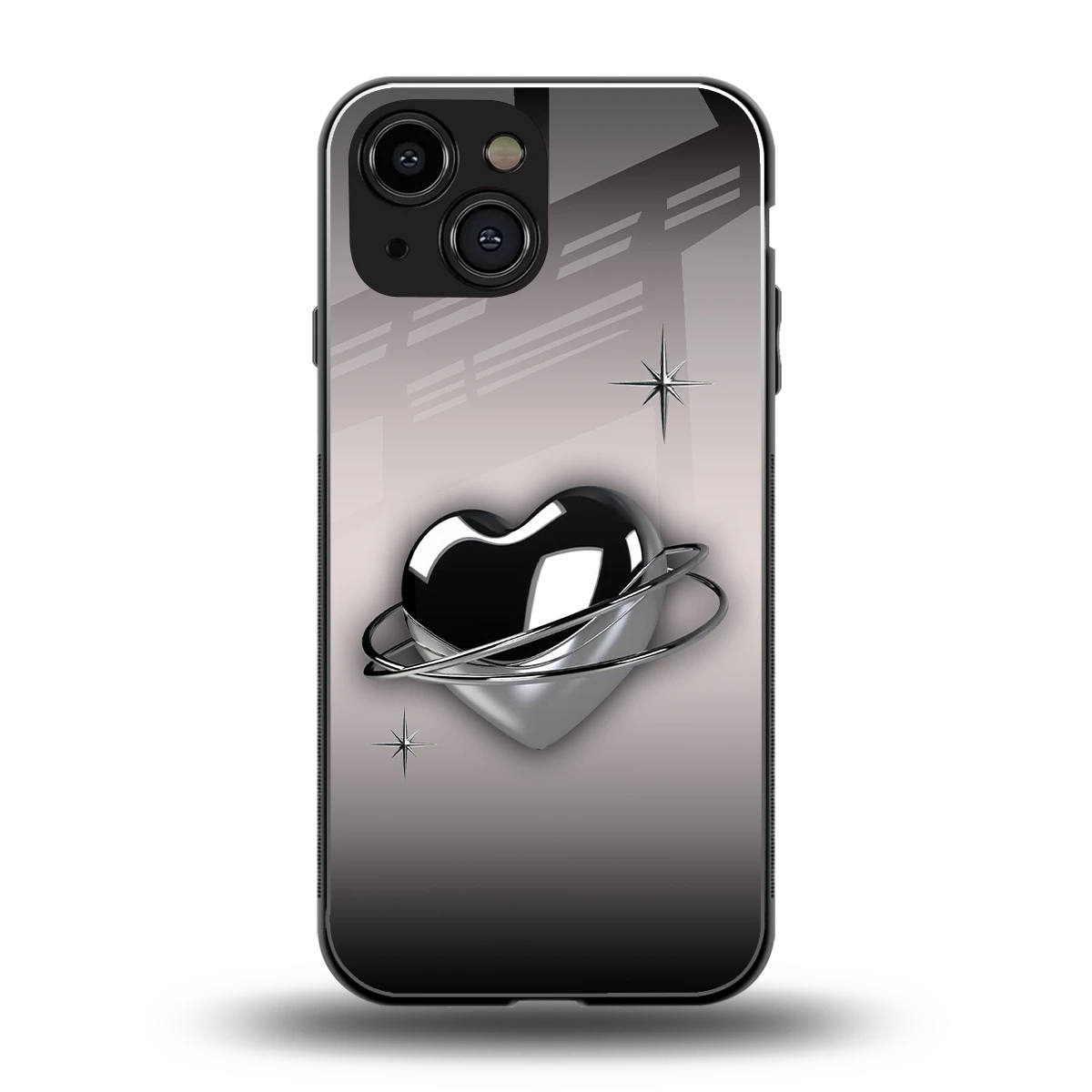 Holo Heart back phone cover | glass case for iphone 12 mini