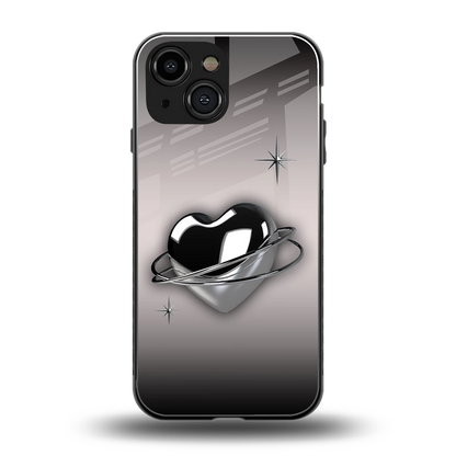 Holo Heart back phone cover | glass case for iphone 12 mini