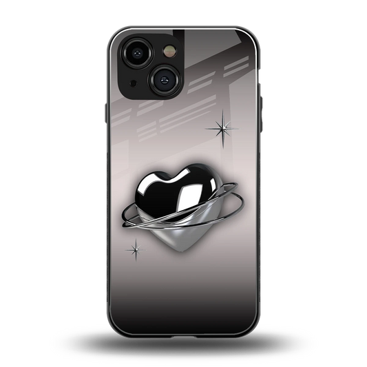 Holo Heart back phone cover | glass case for iphone 12 mini