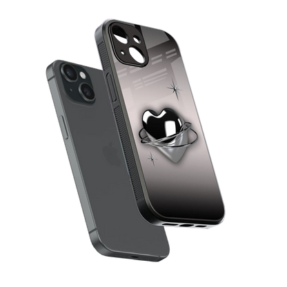 Holo Heart sleek iphone 13 cover with tempered glass back and TPU edges