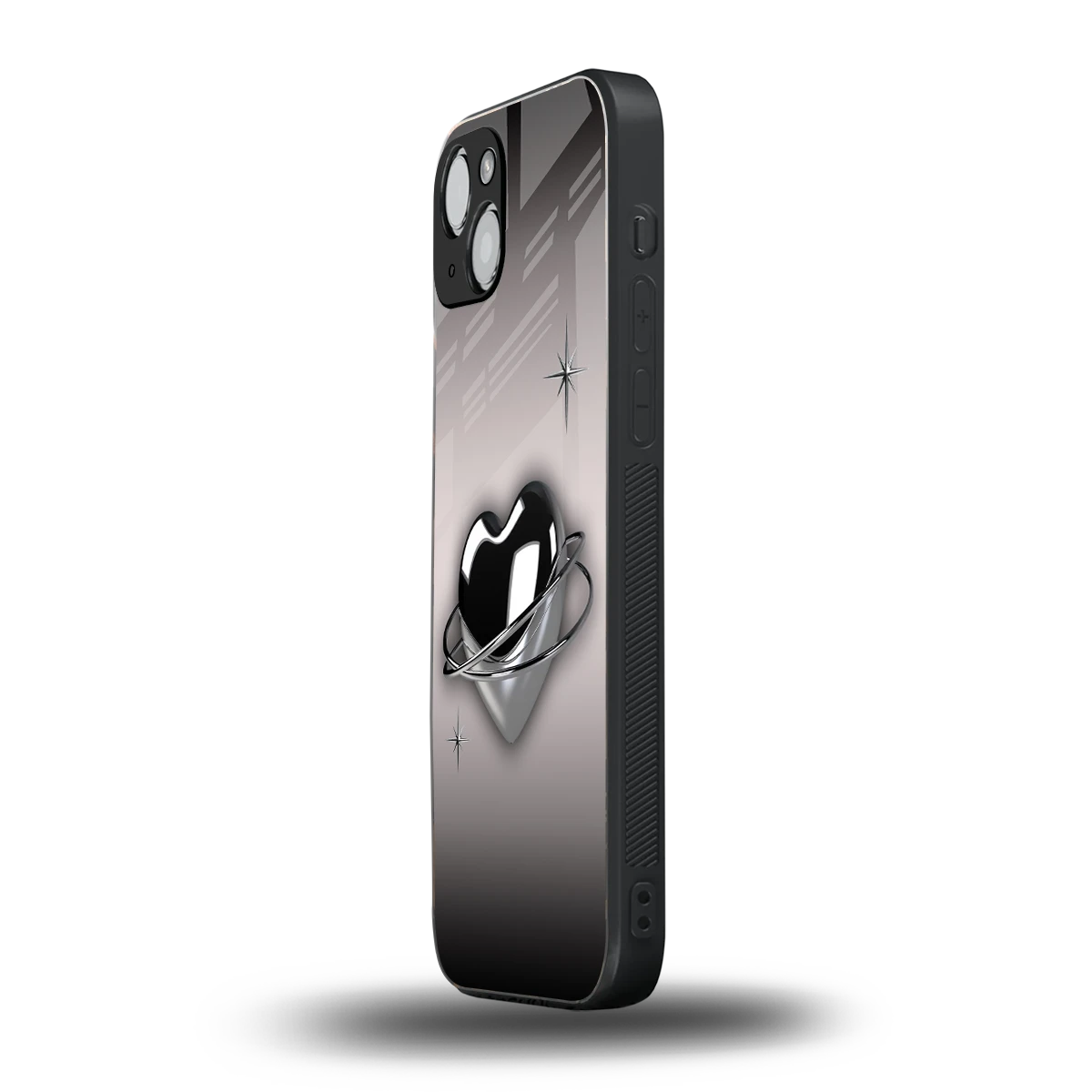 Holo Heart iphone 14 mobile cover | shockproof glass phone case