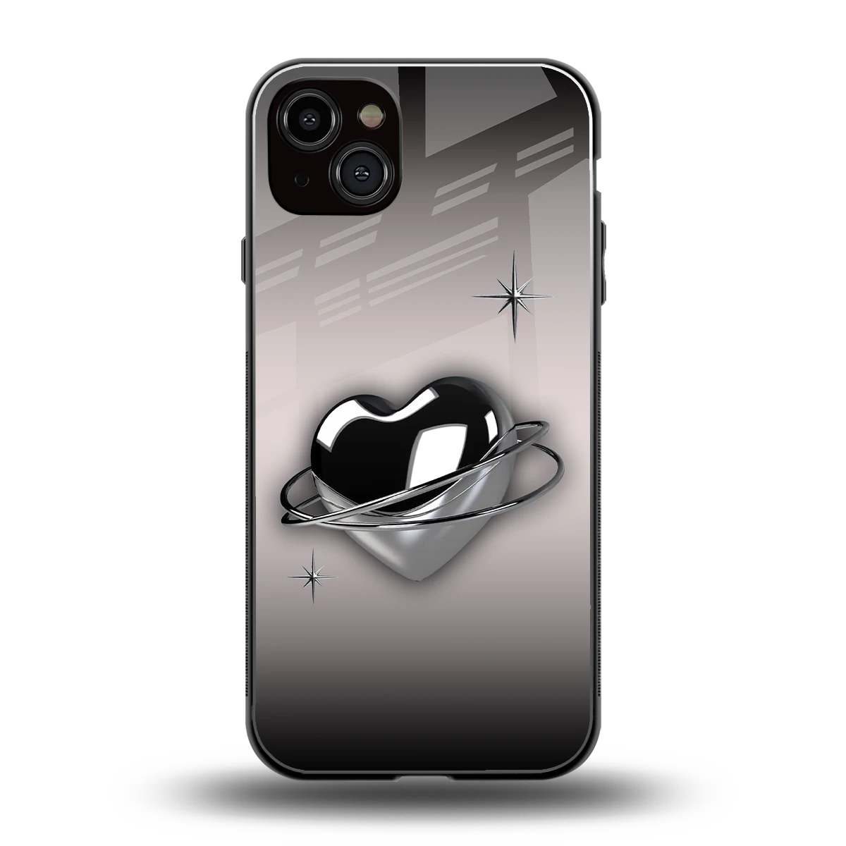 Holo Heart back phone cover | glass case for iphone 14 plus