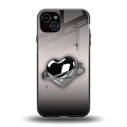 Holo Heart back phone cover | glass case for iphone 14 plus