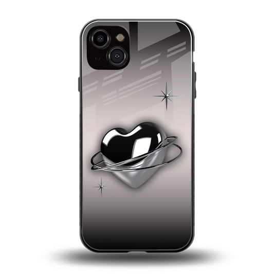 Holo Heart back phone cover | glass case for iphone 14 plus