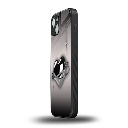 Holo Heart iphone 14 plus mobile cover | shockproof glass phone case