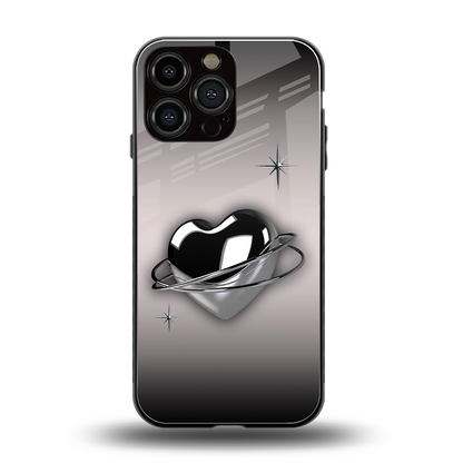Holo Heart back phone cover | glass case for iphone 15 pro max