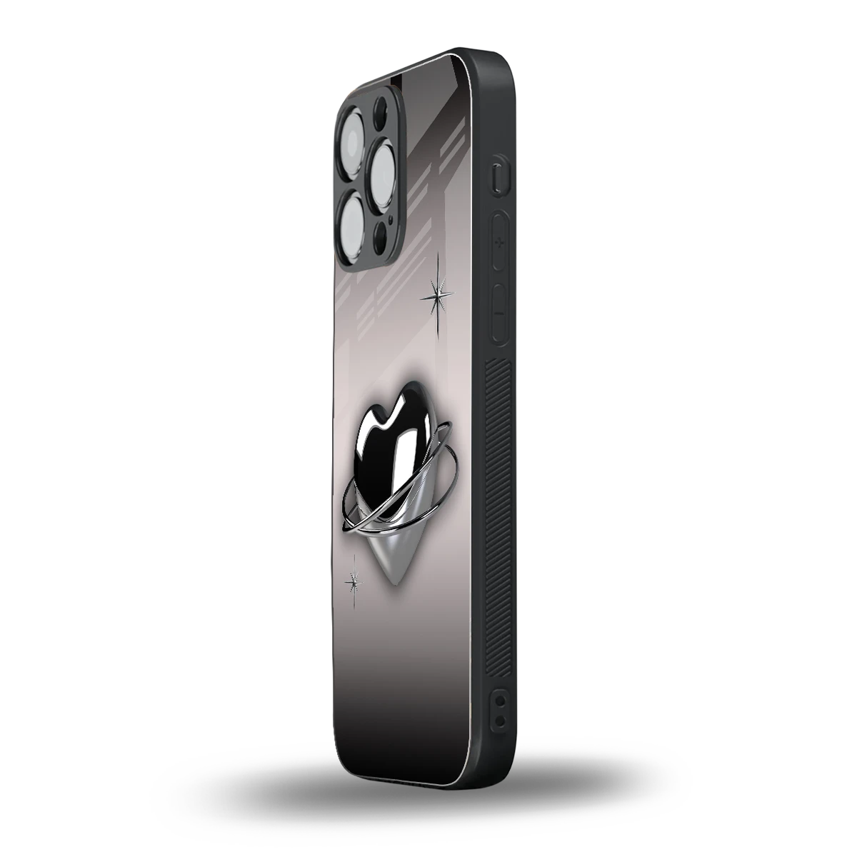 Holo Heart iphone 15 pro max mobile cover | shockproof glass phone case