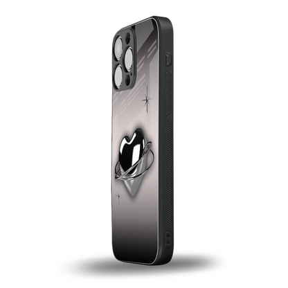 Holo Heart iphone 15 pro max mobile cover | shockproof glass phone case