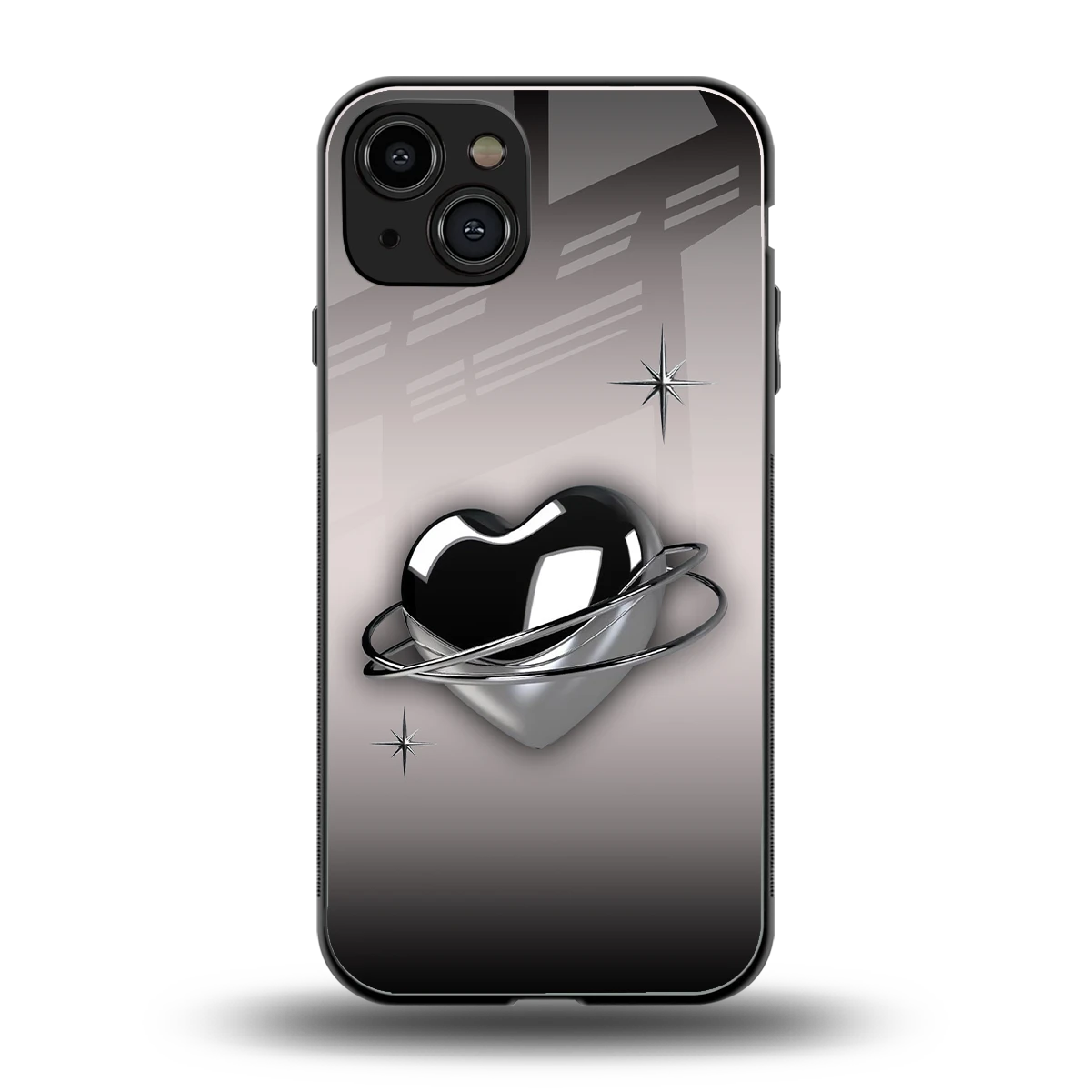 Holo Heart back phone cover | glass case for iphone 15