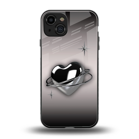 Holo Heart back phone cover | glass case for iphone 15