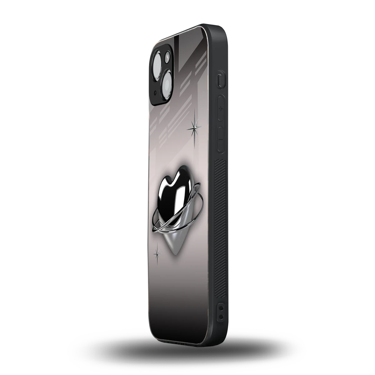 Holo Heart iphone 15 mobile cover | shockproof glass phone case