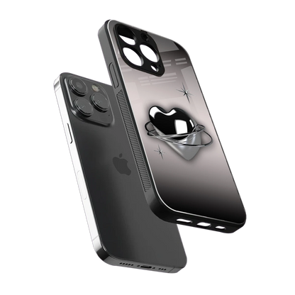 Holo Heart sleek iphone 15 pro cover with tempered glass back and TPU edges