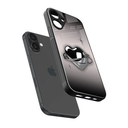 Holo Heart sleek iphone 16 plus cover with tempered glass back and TPU edges