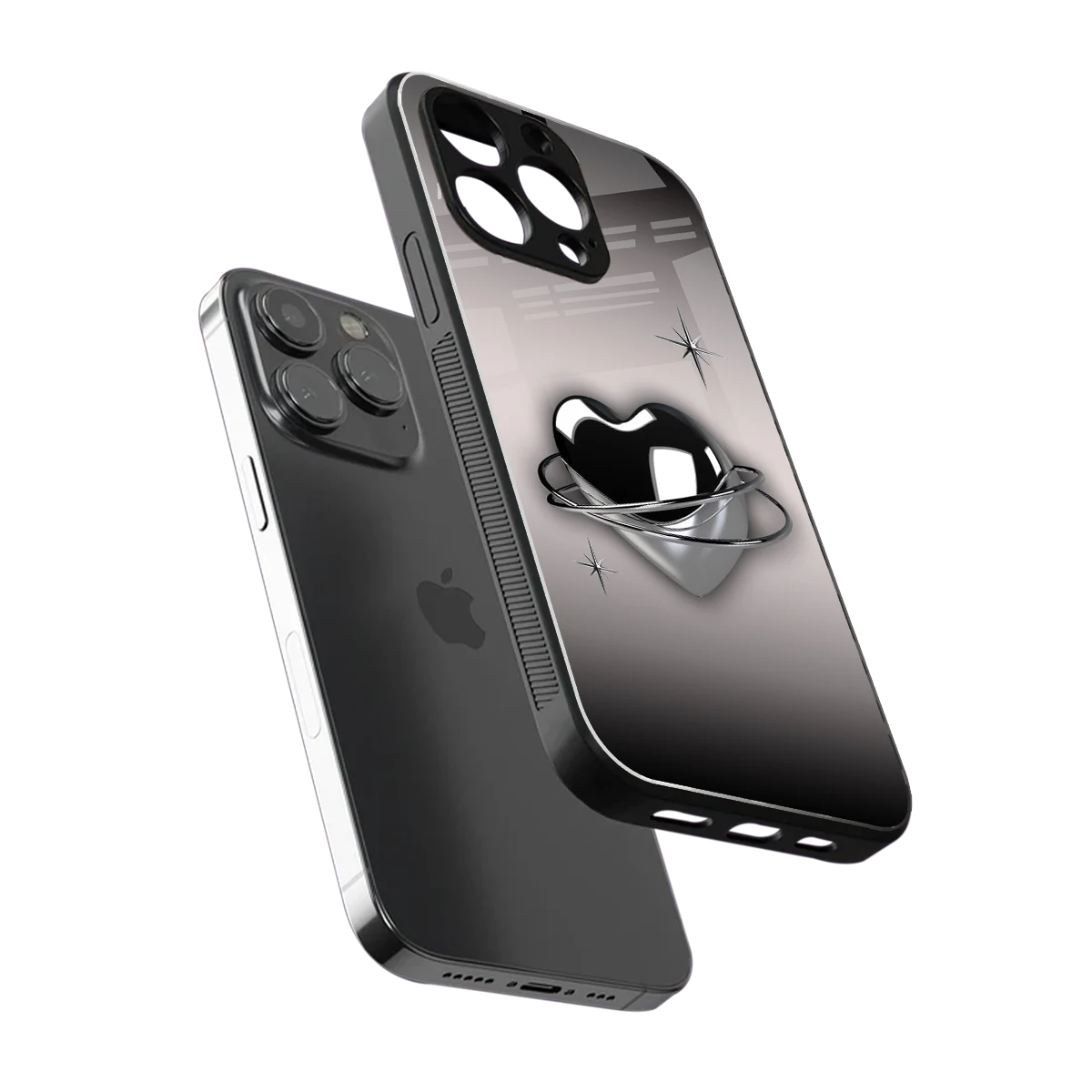 Holo Heart sleek iphone 16 pro max cover with tempered glass back and TPU edges