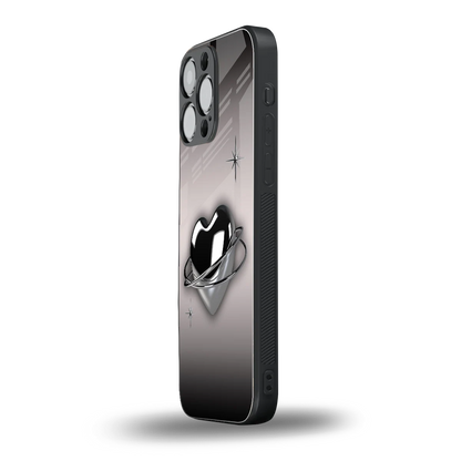 Holo Heart iphone 16 pro max mobile cover | shockproof glass phone case