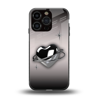 Holo Heart back phone cover | glass case for iphone 16 pro