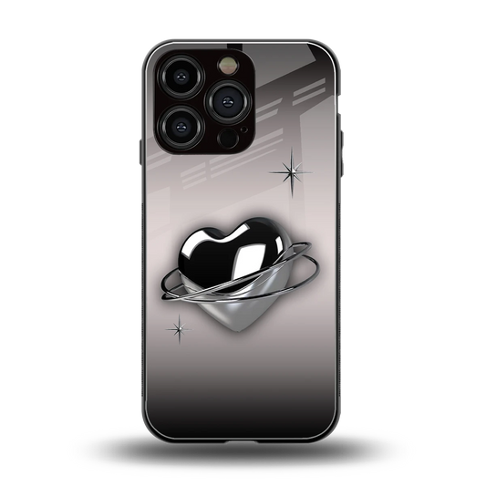 Holo Heart back phone cover | glass case for iphone 16 pro