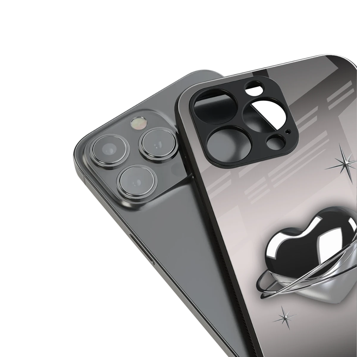 Holo Heart stylish phone case for iphone 14 | glossy glass and slim fit