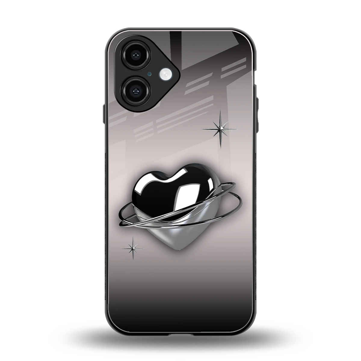 Holo Heart back phone cover | glass case for iphone 16