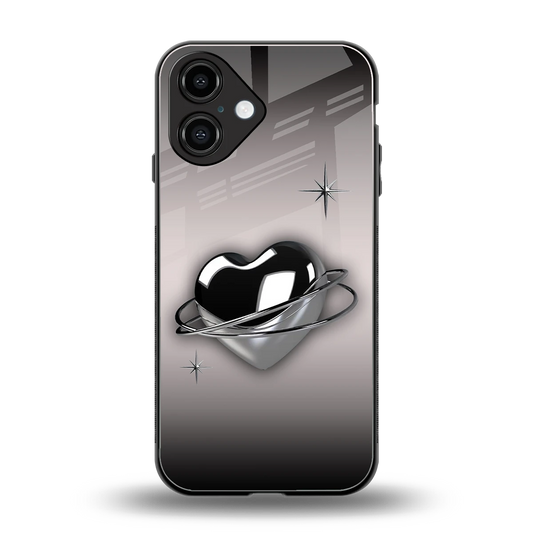Holo Heart back phone cover | glass case for iphone 16