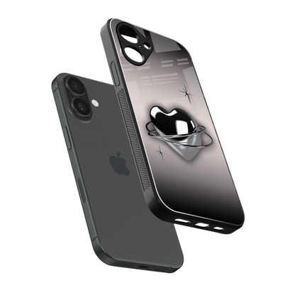 Holo Heart sleek iPhone 16 cover with tempered glass back and TPU edges