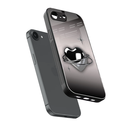 Holo Heart sleek iphone 16e cover with tempered glass back and TPU edges