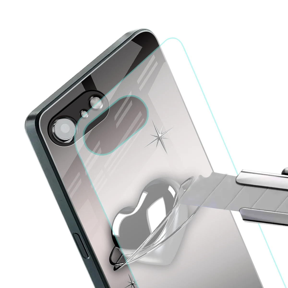 Holo Heart stylish phone case for iphone 16e | glossy glass and slim fit