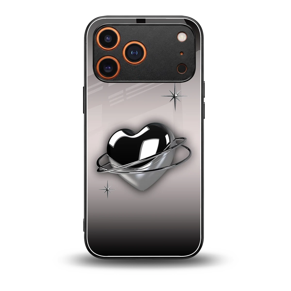 Holo Heart back phone cover | glass case for iphone 17 pro