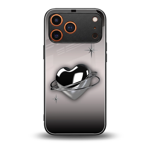 Holo Heart back phone cover | glass case for iphone 17 pro max