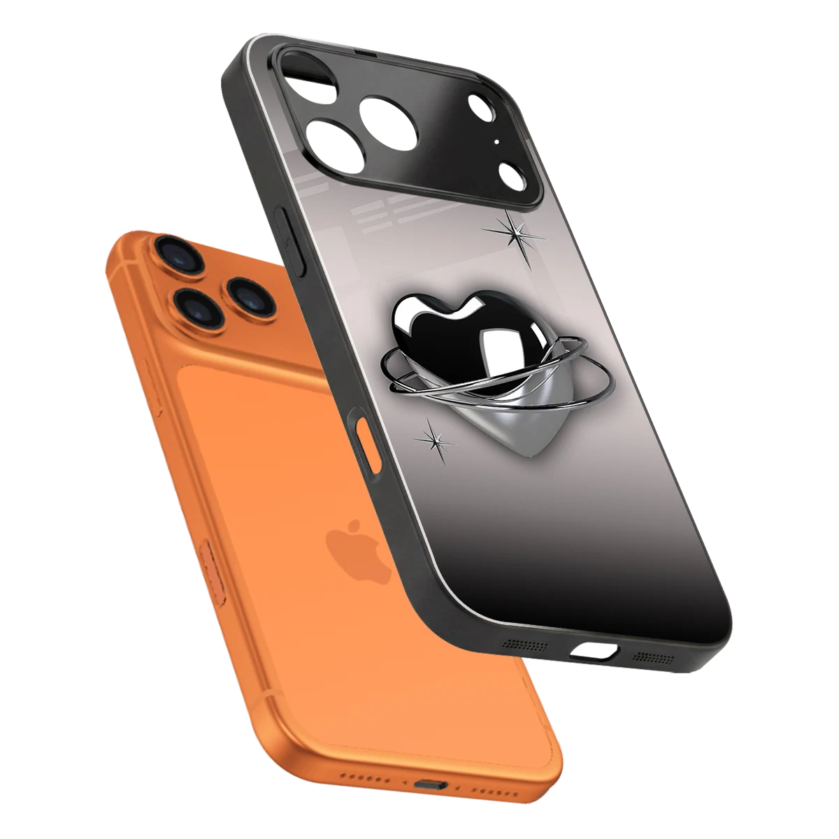 Holo Heart sleek iphone 17 pro cover with tempered glass back and TPU edges