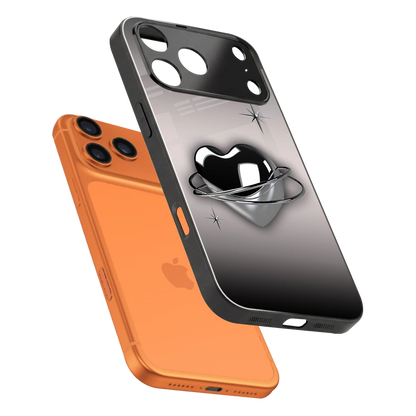Holo Heart sleek iphone 17 pro cover with tempered glass back and TPU edges