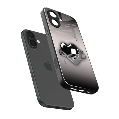 Holo Heart sleek iphone 17 cover with tempered glass back and TPU edges