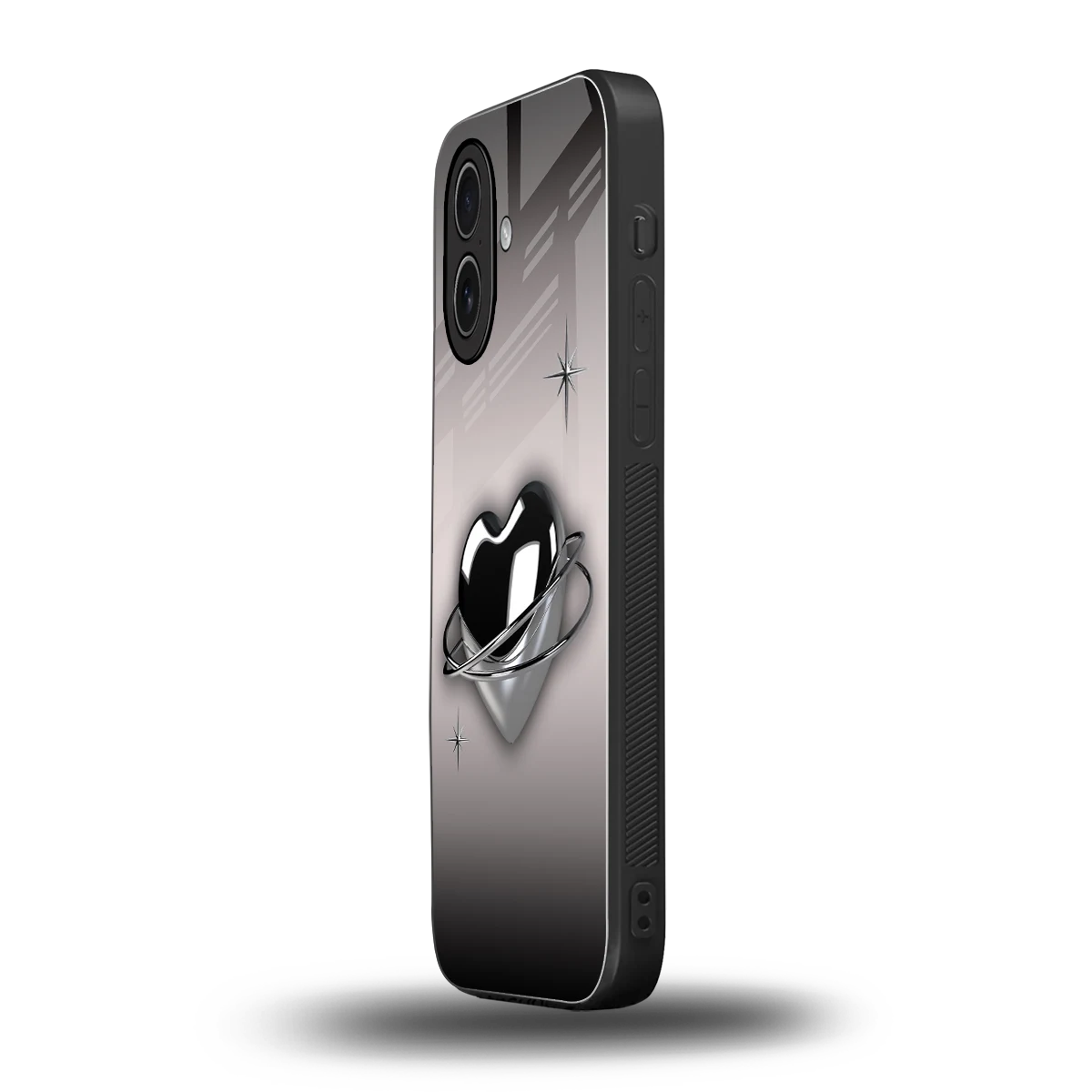 Holo Heart iphone 17 mobile cover | shockproof glass phone case