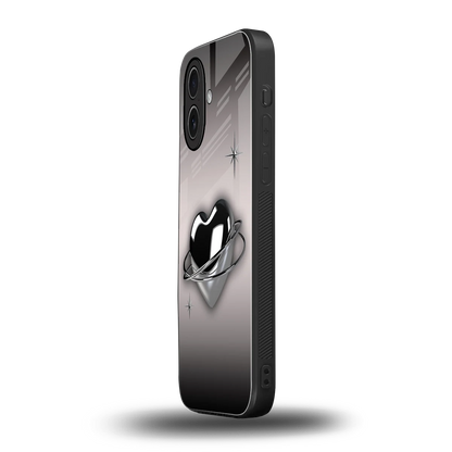Holo Heart iphone 17 mobile cover | shockproof glass phone case
