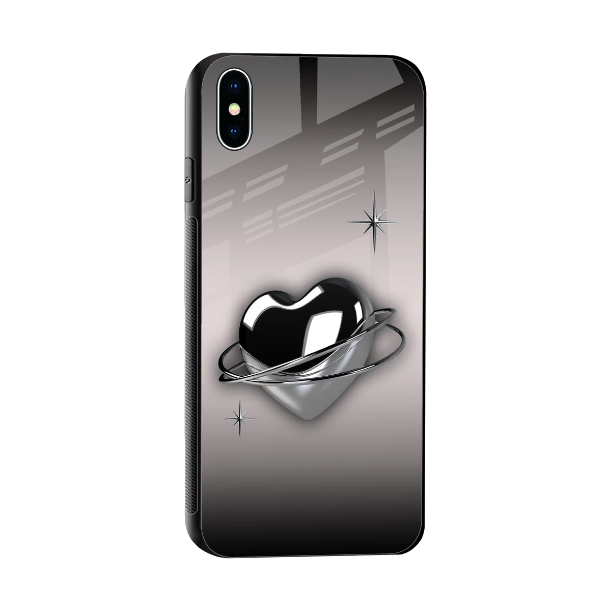 Holo Heart sleek iphone xs max cover with tempered glass back and TPU edges