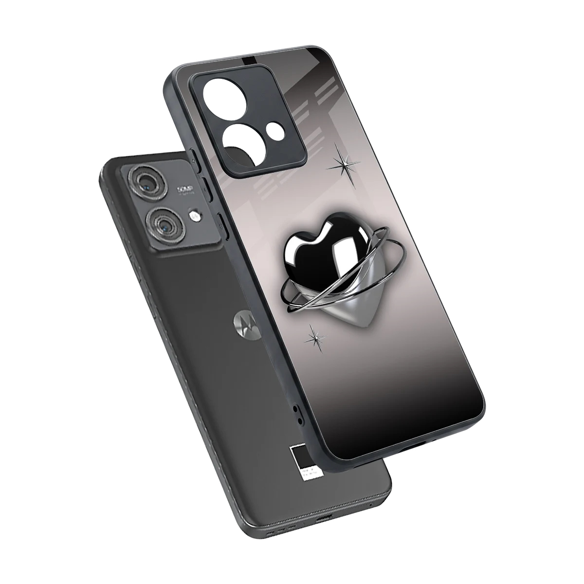 Holo Heart sleek motorola edge 40 neo 5g cover with tempered glass back and TPU edges